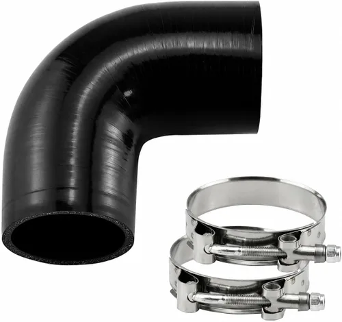 Miniatura 6 de Ucreative Codo de 90 grados ID: 2.0" (51mm) Manguera de silicona acopladora de 4 capas de alto rendimiento para vehículo con abrazadera de perno en T