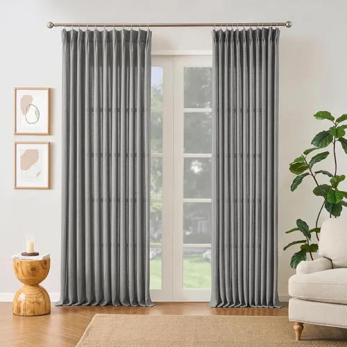 Miniatura 8 de RAIN CITY - Juego de 2 cortinas de 45 pulgadas de largo con plisado con pellizco, cortinas semitraslúcidas para dormitorio, cuarto de bebé