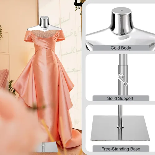 Miniatura 3 de Vestido de maniquí femenino con forma de torso – Cuerpo de maniquí con soporte de metal ajustable en altura, cuerpo de maniquí de exhibición