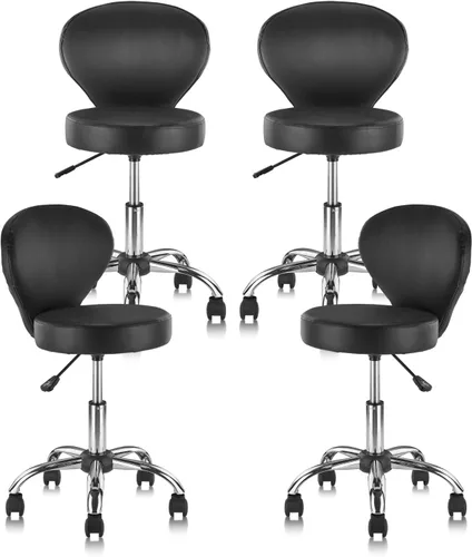 Miniatura 13 de KLASIKA Silla giratoria de cuero con soporte para la espalda, asiento hidráulico ajustable, altura de 22 pulgadas, para oficina, masaje, facial