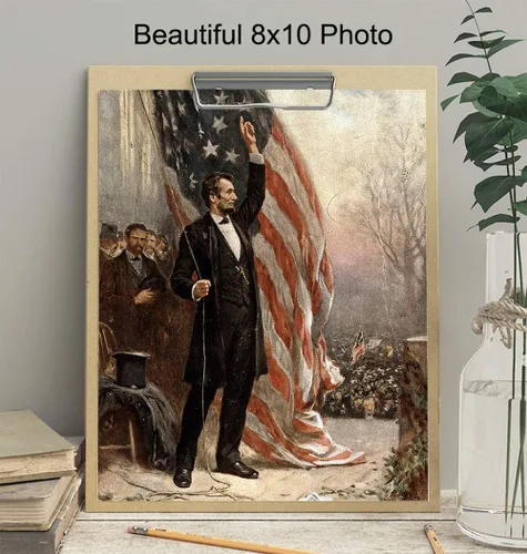Miniatura 3 de Abraham Abe Lincoln - Póster artístico de la bandera estadounidense, regalo patriótico de 8 x 10 pulgadas para hombres, republicanos, conservadores