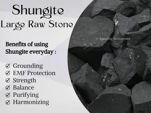 Miniatura 6 de Piedras de Shungite Crudas de Amazing Gemstone, Piedras de Cristal de Shungite Real para Purificación de Agua - 30-70mm Piedra Shungite Original