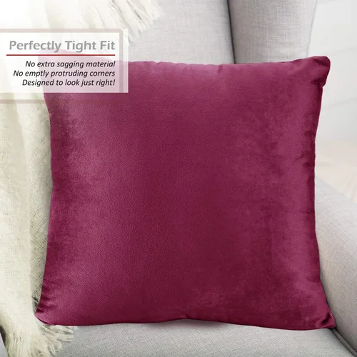 Miniatura 4 de Nestl Fundas de cojín decorativas, acogedoras fundas de cojín de terciopelo magenta de 51 x 51 cm, suaves fundas de cojín sólidas para sofá, cama