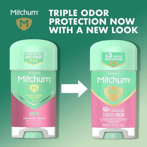 Miniatura 4 de Mitchum Gel antitranspirante y desodorante para mujer con triple protección contra olores, polvo fresco, protección 48 horas, 2.25 onzas