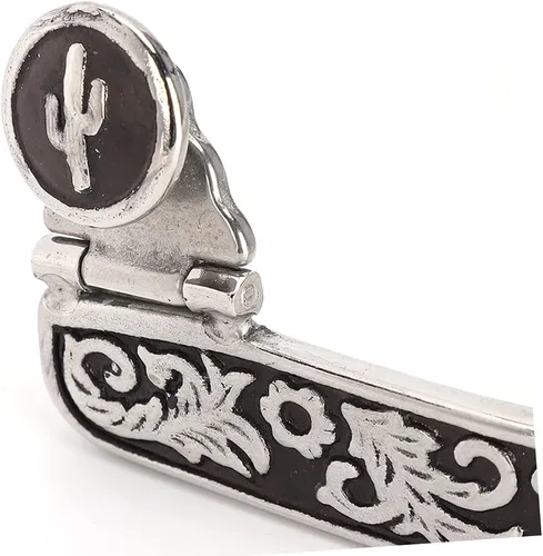 Miniatura 8 de Espuelas de caballo, 1 par de espuelas de bola de rodillo de 3.35 x 3.15 pulgadas, acero inoxidable plateado grabado, estilo espuelas de caballo