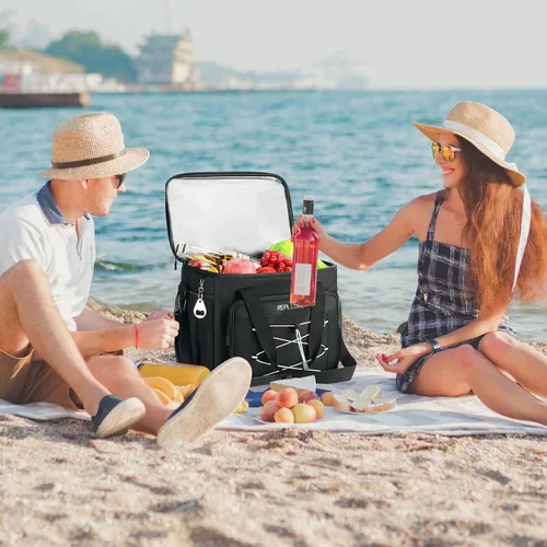 Miniatura 9 de RealCool Bolsa térmica suave de 35/45 latas, hielera plegable aislada a prueba de fugas, lonchera grande para hombres y mujeres, enfriador de lados