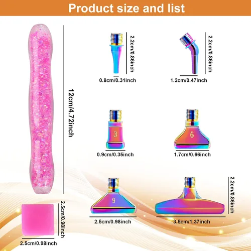 Miniatura 6 de Snewvie Set de Herramientas y Accesorios para Lápiz de Pintura de Diamantes, 1 Bolígrafo Luminoso de Arte de Diamantes y 6 Puntas Multi Placer