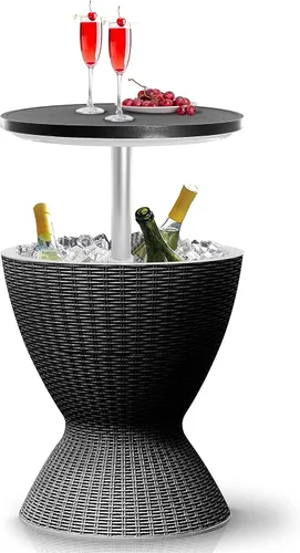 SereneLife Mesa de Bar Fresca para Exteriores, Enfriador de Cerveza y Vino de 7.5 Galones, Muebles de Patio y Mesa Auxiliar para Jacuzzi, Enfriador