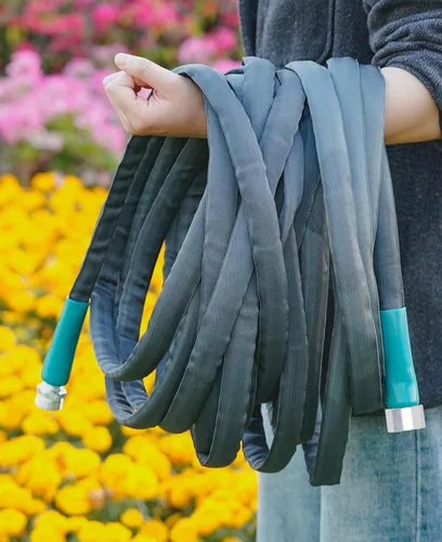 Miniatura 4 de Manguera de jardín ligera de 50 pies, manguera de agua para exteriores, sin torceduras, ultra flexible, resistente a reventones, uso pesado