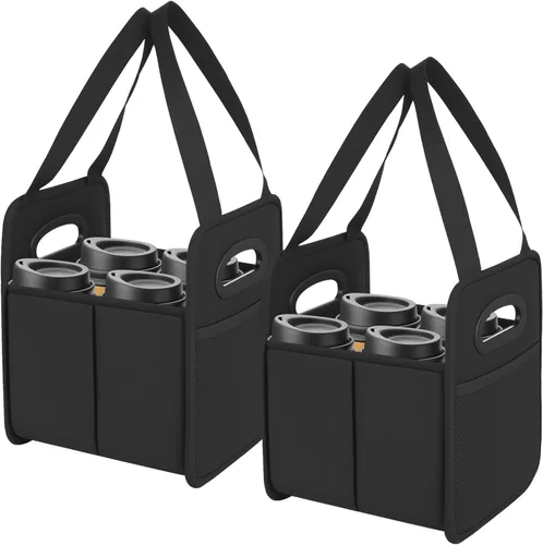 Miniatura 12 de Foyego Porta bebidas de 4 tazas con asa, portavasos reutilizables para bebidas, portátil, plegable, aislante, para taza de café, para entrega