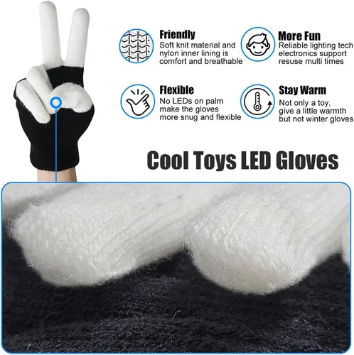Miniatura 5 de Luwint Guantes de iluminación LED coloridos intermitentes para niños de 8 a 12 años, adolescentes y adultos