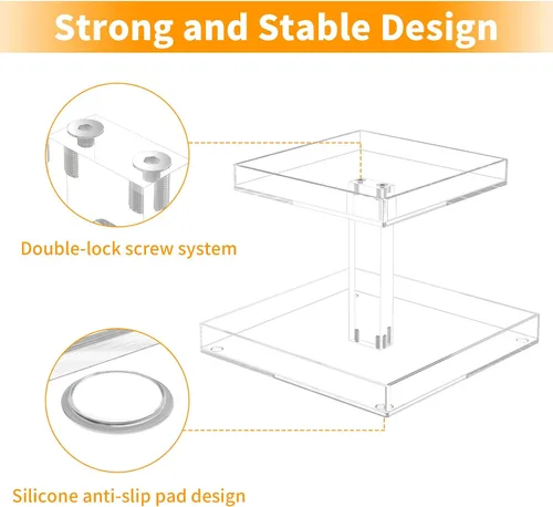 Miniatura 4 de NIUBEE Organizador de almacenamiento de cosméticos de baño acrílico de 2 niveles para tocador y encimera, bandeja de perfume de pie para decoración