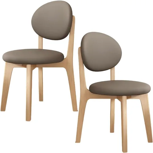 Miniatura 12 de YVYKFZD Juego de sillas de comedor, sillas de cocina de madera maciza, silla de comedor de granja con respaldo curvo, silla tapizada de cuero