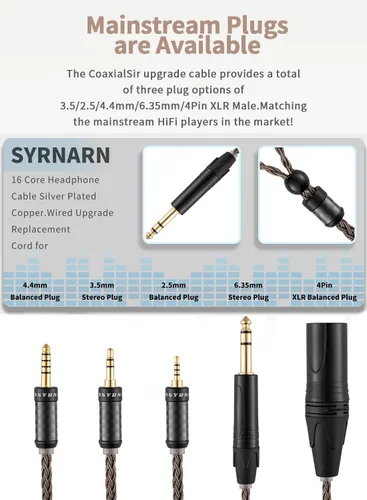Miniatura 2 de Cable equilibrado de 0.098 pulgadas compatible con Sennheiser HD800s, HD800, HD820s, HD820, HD8XX, Dharma D1000 16 núcleos actualización de repuesto