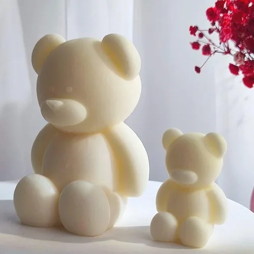 Miniatura 6 de Paquete de 2 moldes para velas de osos sentados, lindos moldes de silicona de oso para resina de cera, velas de animales, moldes de jabón hechos a