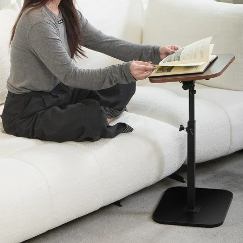 Miniatura 8 de ACEQLYT® Mesa auxiliar pequeña ajustable, altura ajustable, diseño de panel abatible y giro de 360°, reposabrazos de sofá, mesa auxiliar