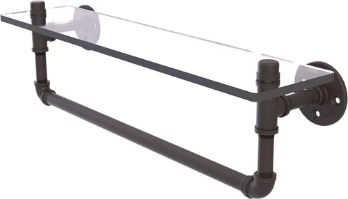 Miniatura 7 de Allied Brass P-410-16-GSTB Pipeline Collection - Estante de cristal para toallas de 16 pulgadas, 16 pulgadas, bronce cepillado