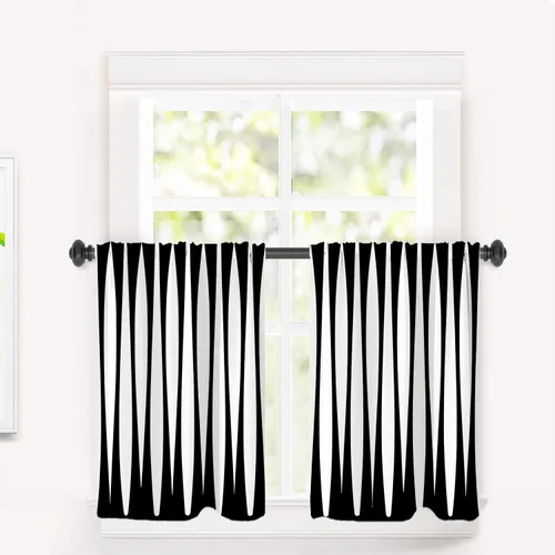 Miniatura 87 de Cortinas opacas de poliéster multicapa para cafetería, con diseño de diamantes, 2 unidades, 26 x 24 pulgadas