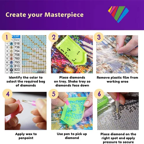 Miniatura 5 de OFRKE Kits de Pintura de Diamantes de Gato y Lobo de 2 Piezas para Adultos, Kits de Arte de Diamantes 5D DIY de Taladro Completo Redondo