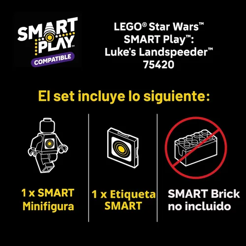 Miniatura 2 de LEGO Star Wars SMART Play: Luke's Landspeeder - Juguete de construcción para juego de acción - Set compatible con una etiqueta SMART y 2 minifiguras