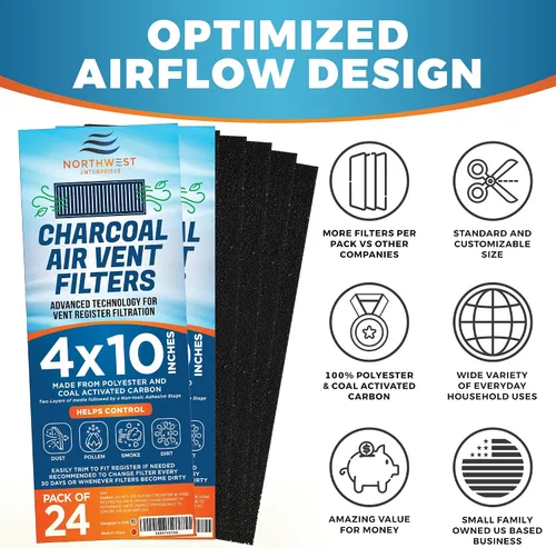 Miniatura 4 de Filtros de Ventilación de Carbón Activado para el Hogar - Filtros de Ventilación de Suelo de Carbón Activado de 4" x 10" para Control de Polvo