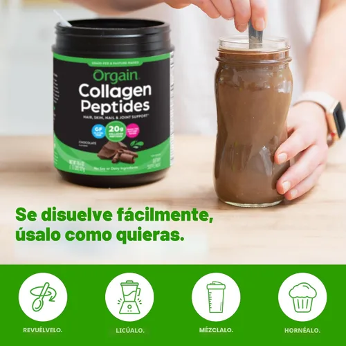 Miniatura 6 de Orgain - Polvo de péptidos de colágeno hidrolizado para mujeres y hombres, chocolate, 20g de colágeno alimentado con pasto - Suplemento de apoyo