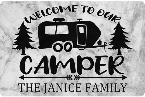 Miniatura 8 de Alfombras de camping con nombre personalizado, bienvenido a nuestra caravana, alfombrillas para exteriores, antideslizantes, coloridas, alfombra