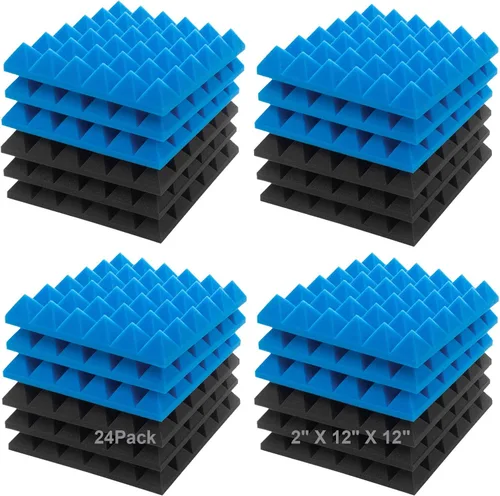 Miniatura 13 de JBER - Paquete de 12 paneles acústicos de espuma para pared de estudio, acolchonados, insonorizados, ignífugos, de 1 x 12 x 12 pulgadas Negro No