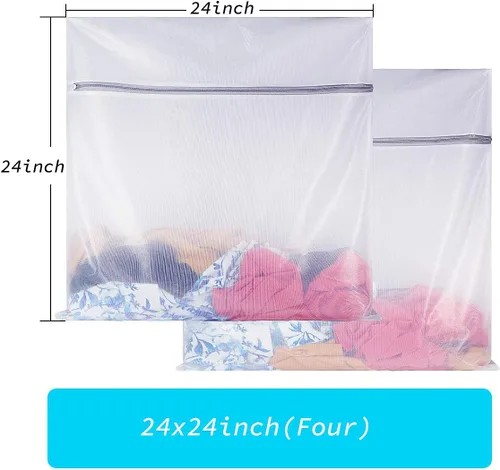 Miniatura 2 de Bolsa de malla para lavandería, bolsa de lavado de malla fina resistente para lavadora, bolsa de lavandería con cremallera para viajes, lencería
