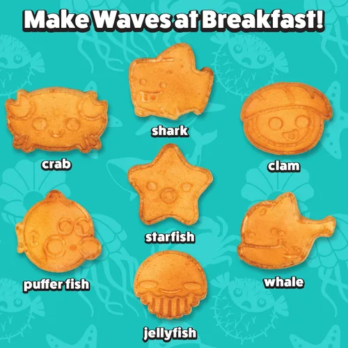 Miniatura 5 de Mini waflera Sea Creature, diversión de verano, crea 7 formas diferentes de animales oceánicos en cuestión de minutos, fresca para niños y adultos