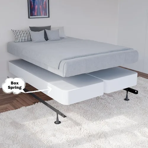 Miniatura 4 de Greaton, Somier resistente de 4 pulgadas para soporte de colchón, duradero y totalmente montado, base de madera natural para Queen, color blanco
