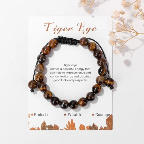 Miniatura 47 de Pulsera de cristal curativo para mujer de 0.315 in, pulsera de cuentas de cristal natural ajustable hecha a mano, joyería curativa, regalo
