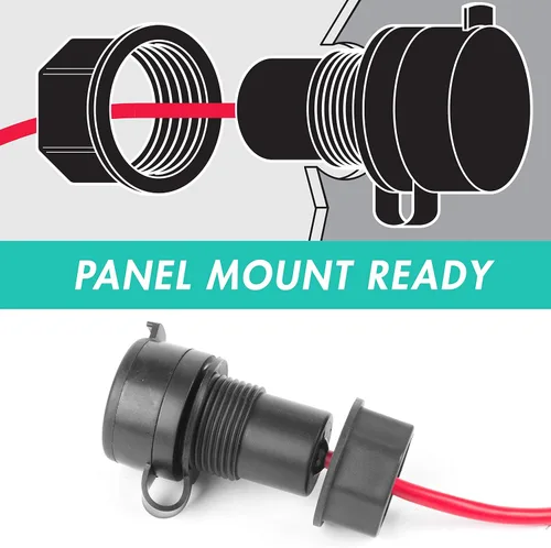 Miniatura 4 de Wagan Cable de extensión CC de 12V/24V 12ft con montaje en panel y cubierta a prueba de clima..