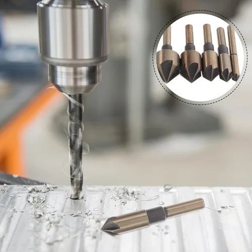 Miniatura 6 de Countersink Drill Bit Set with Mill Cutter Bits for Woodworking and High-Speed Steel Construction with Oxidized Gold Finish Precision Ground for