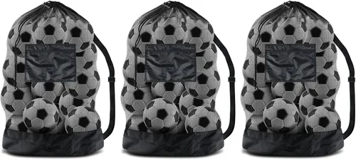 Miniatura 9 de BROTOU Bolsa de red para pelota de fútbol extragrande, bolsa de malla con cordón de 40 x 30 pulgadas con bolsillo con cremallera, bolsa