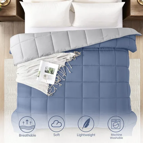 Miniatura 4 de Homelike Moment Edredón tamaño King - Azul. Relleno de edredón tamaño King, alternativo al plumón, ligero, ropa de cama acolchada, suave, reversible
