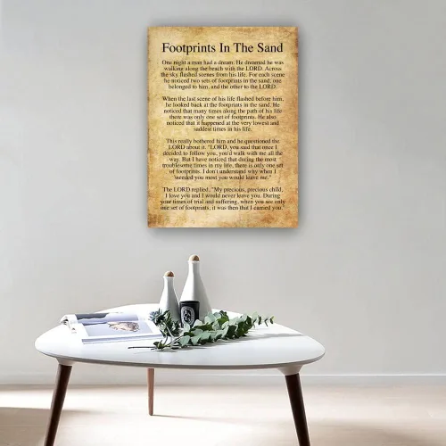 Miniatura 2 de Póster de poema de huellas en la arena para sala de estar, pinturas en lienzo impresas para oficina, pasillo, decoración de paredes, arte para Sin