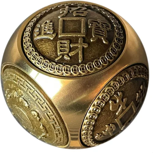 Miniatura 9 de Rana de dinero Feng Shui de latón de tres patas, riqueza tradicional, estatua de sapo de dinero con juego de 5 monedas de buena suerte, monedas