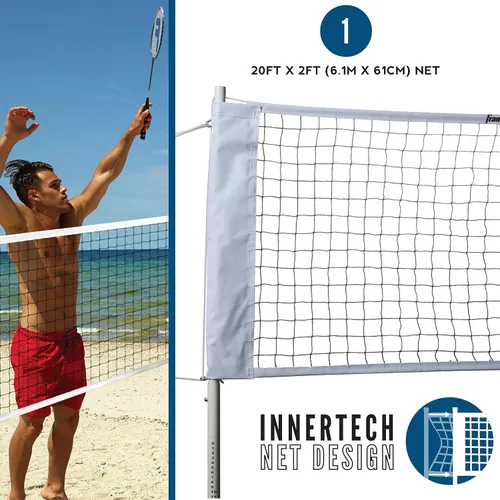 Miniatura 3 de Franklin Sports Juegos de Red de Bádminton - Patio Trasero al Aire Libre + Playa Red de Bádminton + Juego de Equipo - (4) Raquetas + (2) Volantes +