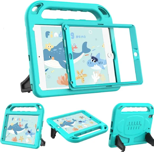 Miniatura 14 de BMOUO Funda para niños para iPad 9.7 2018/2017/iPad Air 2/1/Pro 9.7 - Protector de pantalla integrado con mango a prueba de golpes, funda