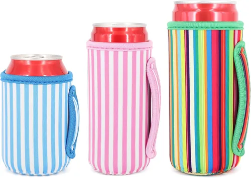 Miniatura 22 de 3 Pack de fundas aisladas reutilizables de neopreno con asa para soda, bebida energética, refresco, cerveza, seltzer duro, fundas para latas de 12