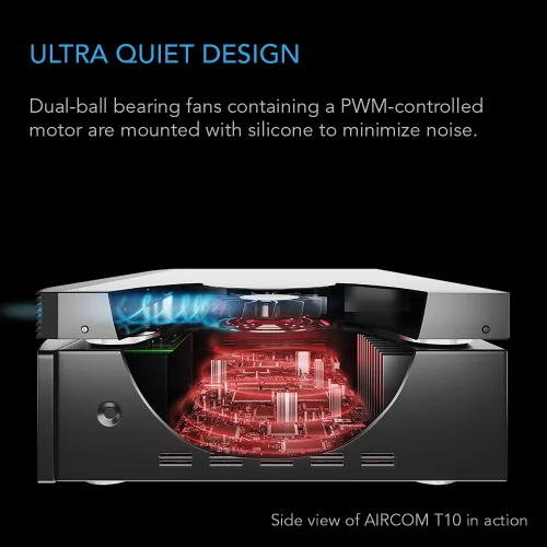 Miniatura 4 de AC Infinity AIRCOM S10, Sistema de Ventilador Soplador de Enfriamiento Silencioso de 17" Extracción Frontal para Receptores, Amplificadores, DVR
