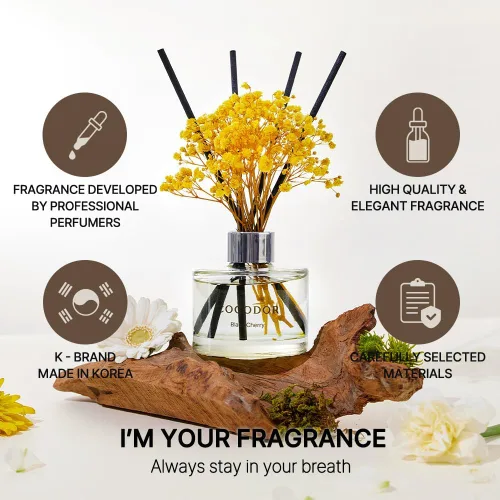 Miniatura 2 de COCODOR Juego de Difusor de Varillas de Junco con Flores / 6.7 oz / Eucalipto Limón / Difusor de Aroma con Varillas Fragancia para el Hogar Difusor