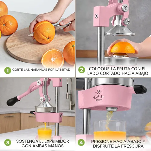 Miniatura 4 de Zulay Kitchen Exprimidor de hierro fundido, exprimidor manual resistente con coladores desmontables para una fácil limpieza, prensa de jugo