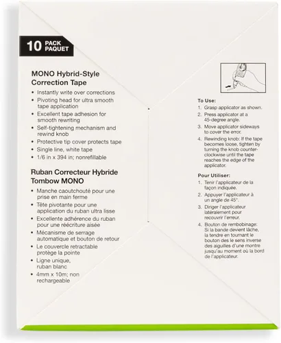 Miniatura 3 de Tombow 68721 MONO Hybrid cinta correctora, paquete de 10. Aplicador fácil de usar para correcciones instantáneas
