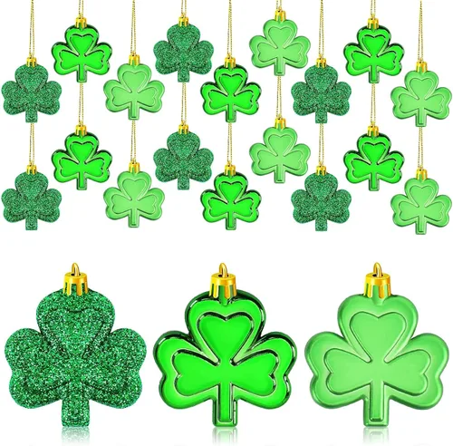 JULMELON 36 Piezas Adornos de Tréboles del Día de San Patricio, Adornos de Mini Árbol, Decoración de Trébol Verde para Mesa de Comedor, Estante,