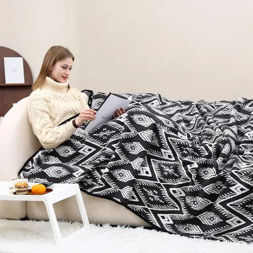 Miniatura 2 de PuTian - Manta de lana merina para acampar al aire libre, 63" x 51", color gris bohemio, excelente para acampar, exteriores, eventos deportivos