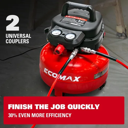 Miniatura 6 de Compresor de aire, compresor de aire panqueque de 6 galones con manguera de aire de 25 pies, presión máxima de 175 PSI/1.5 HP, compresor