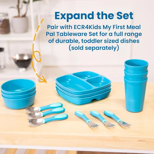 Miniatura 5 de ECR4Kids My First Meal Pal Cucharas de acero inoxidable, cubiertos para niños pequeños, blanco, gris claro, paquete de 3
