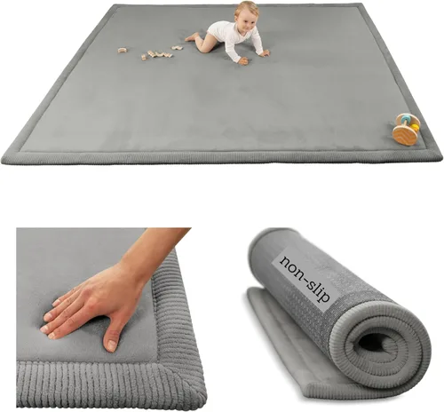 Miniatura 32 de Hakuna Matte - Alfombra de juego prémium para bebé de terciopelo coral ultrasuave con espuma viscoelástica, antideslizante, resistente al agua,